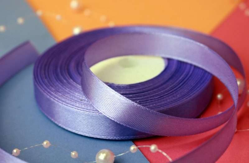 Лента атласная цвет фиолетовый (бабина) 1,2 см